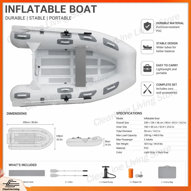 Inflatable Boat 3.3M Pvc - Надувная лодка 3M/3.3M с мини-корпусом из