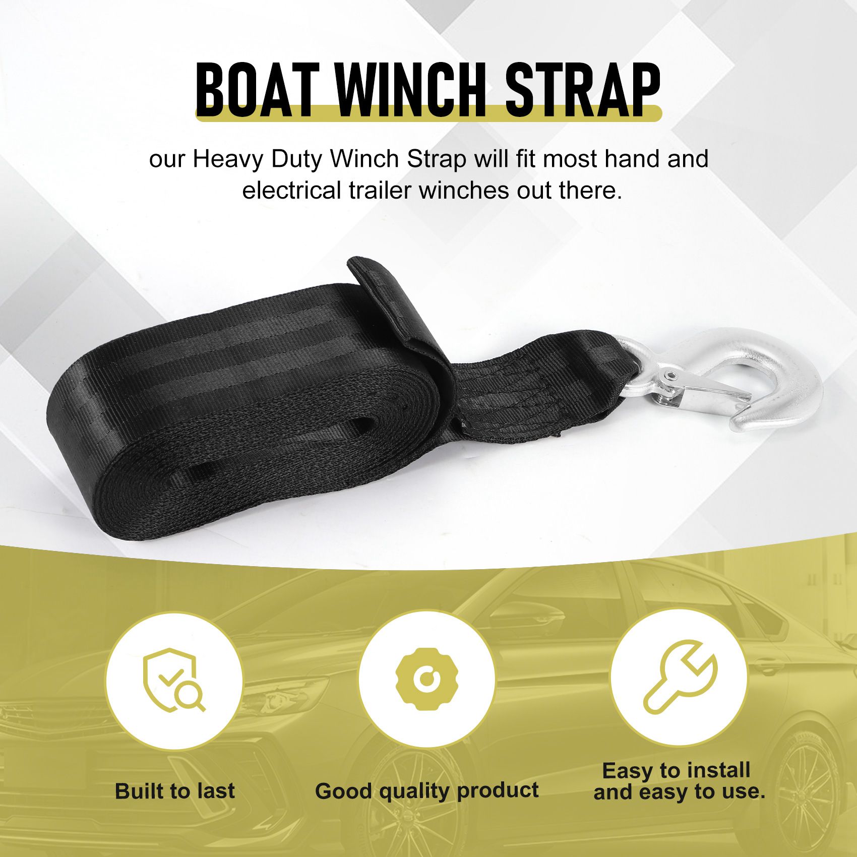 Ремень для лебедки AEF5 с крюк – обзор и цена Boat Trailer Winch Strap