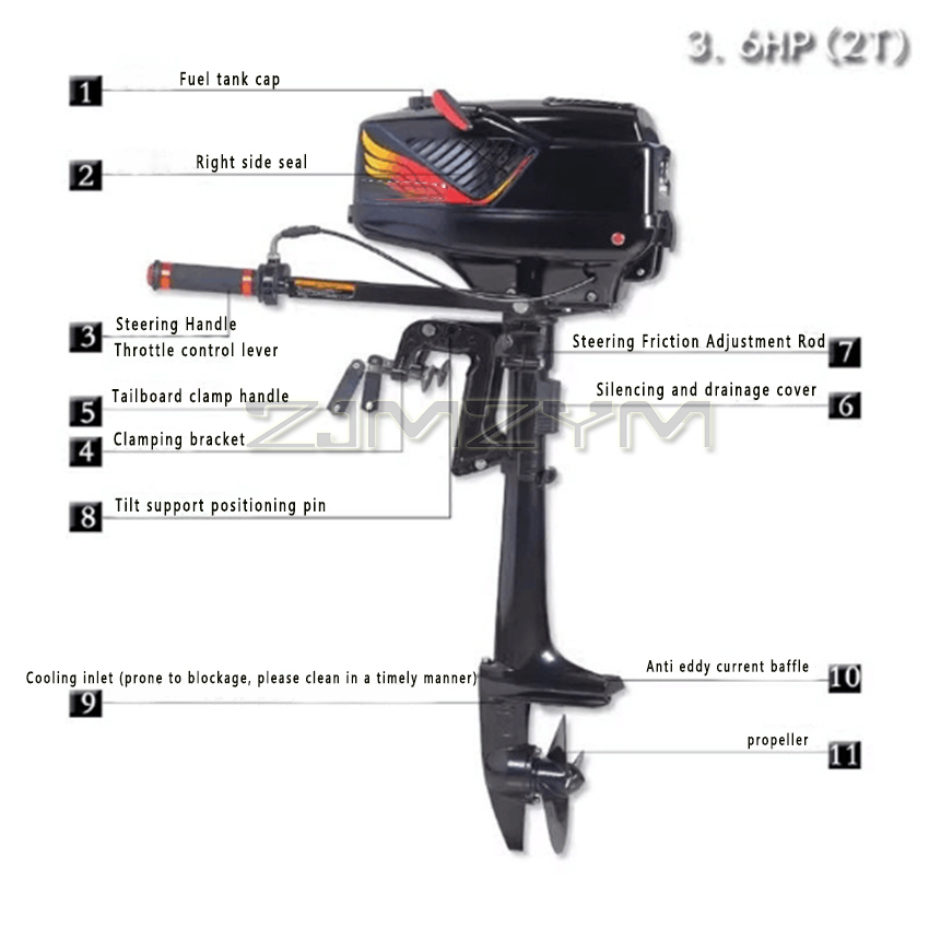 2-тактный подвесной мотор 3,6  – обзор и цена Electric Outboard Motor 3Hp