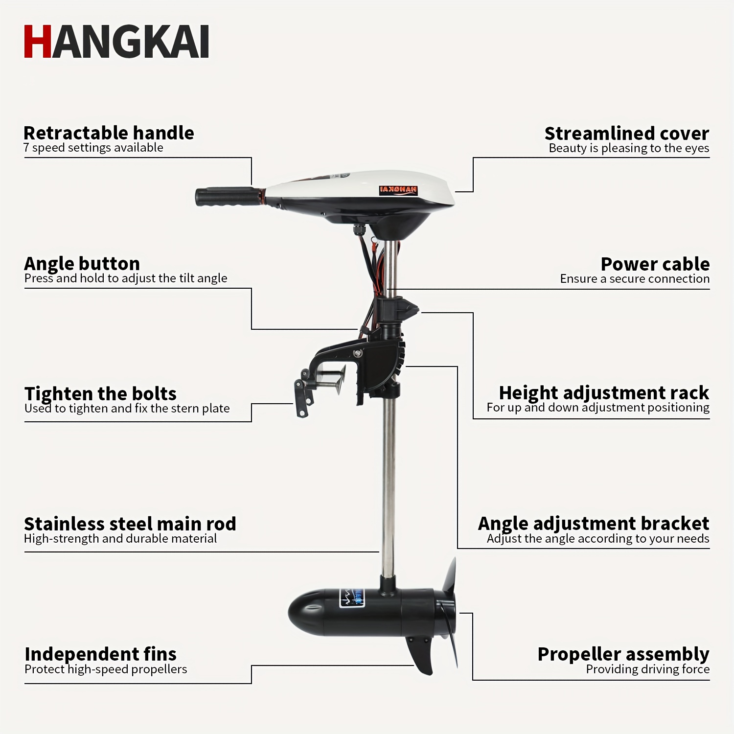KOETSU HANGKAI 55/65 фунтов тя – обзор и цена Electric Outboard Motor 3Hp