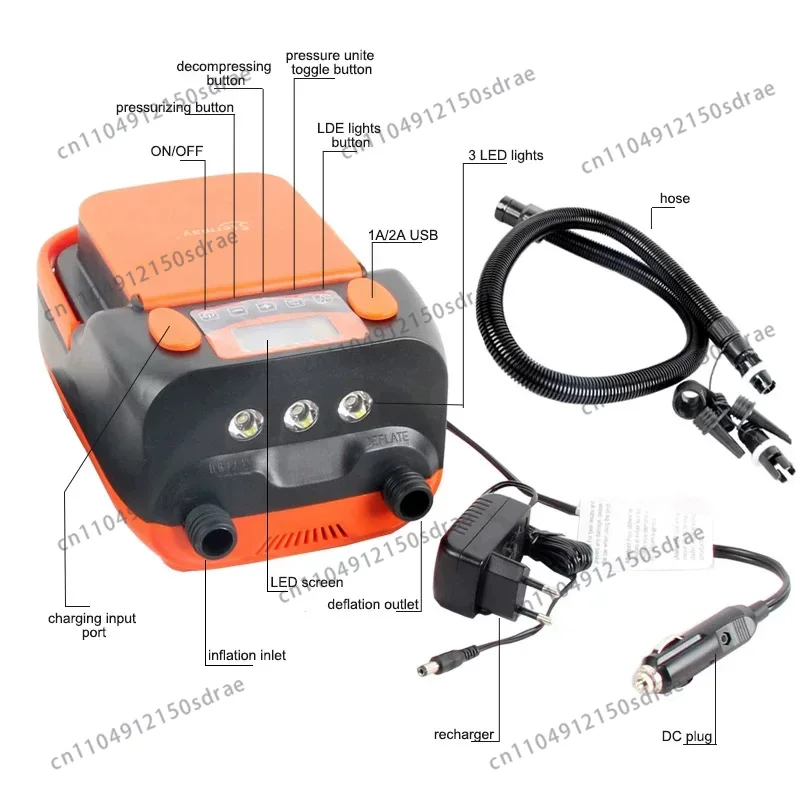 Электрический насос DC12V 110W – обзор и цена Inflatable Boat Electric Pump