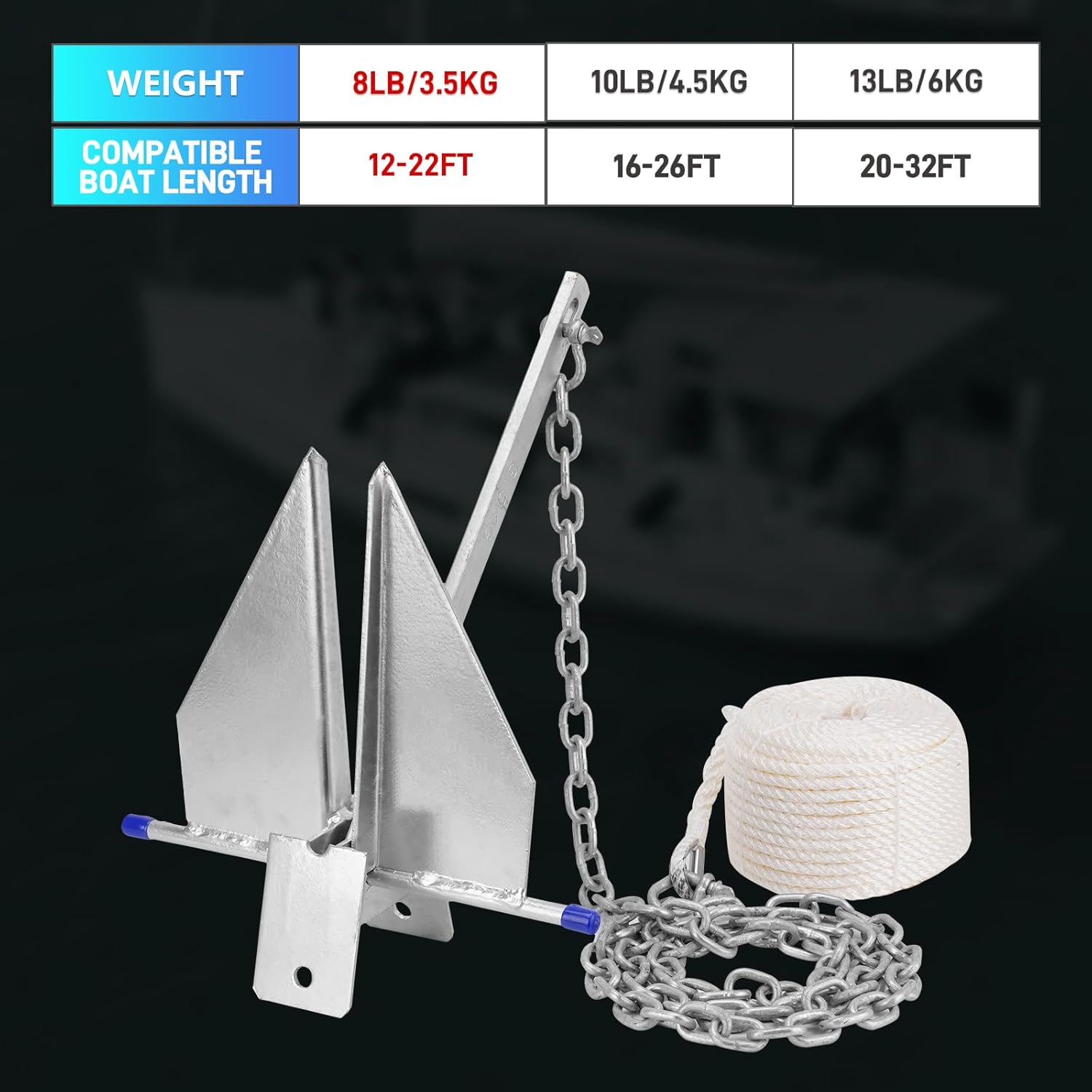 Комплект мощных якорей для лод – обзор и цена Boat Anchor Kit Galvanized