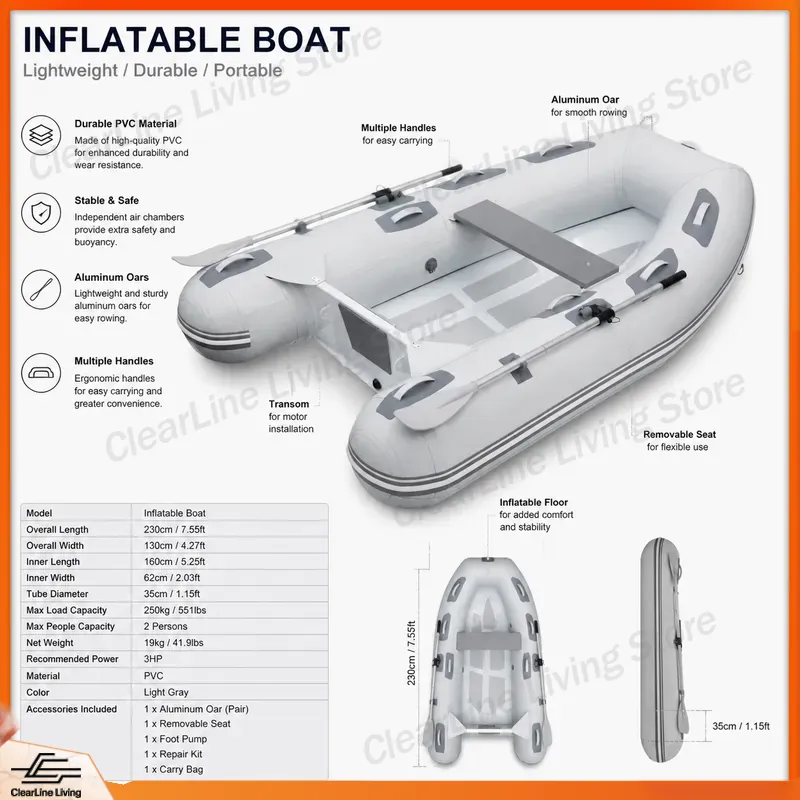 Надувная лодка 3M/3.3M с мини- – обзор и цена Inflatable Boat 3.3M Pvc